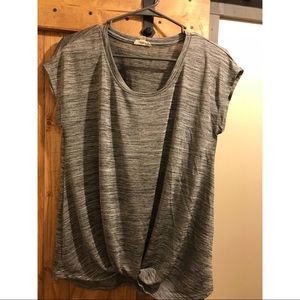 Black and grey short sleeve blouse